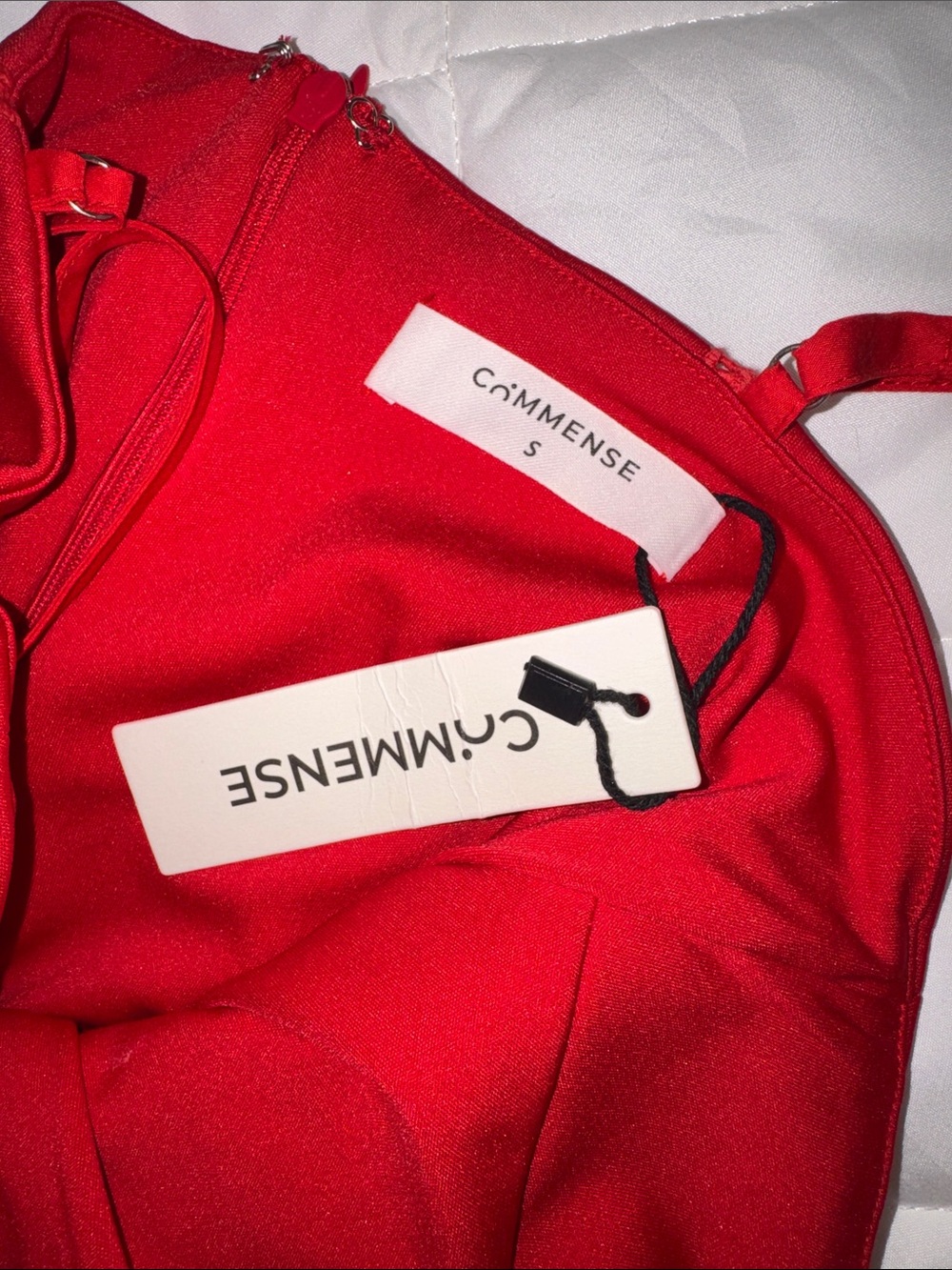 Red Midi Fit-and-Flare Dress with Spaghetti Straps - Picture 5 of 5